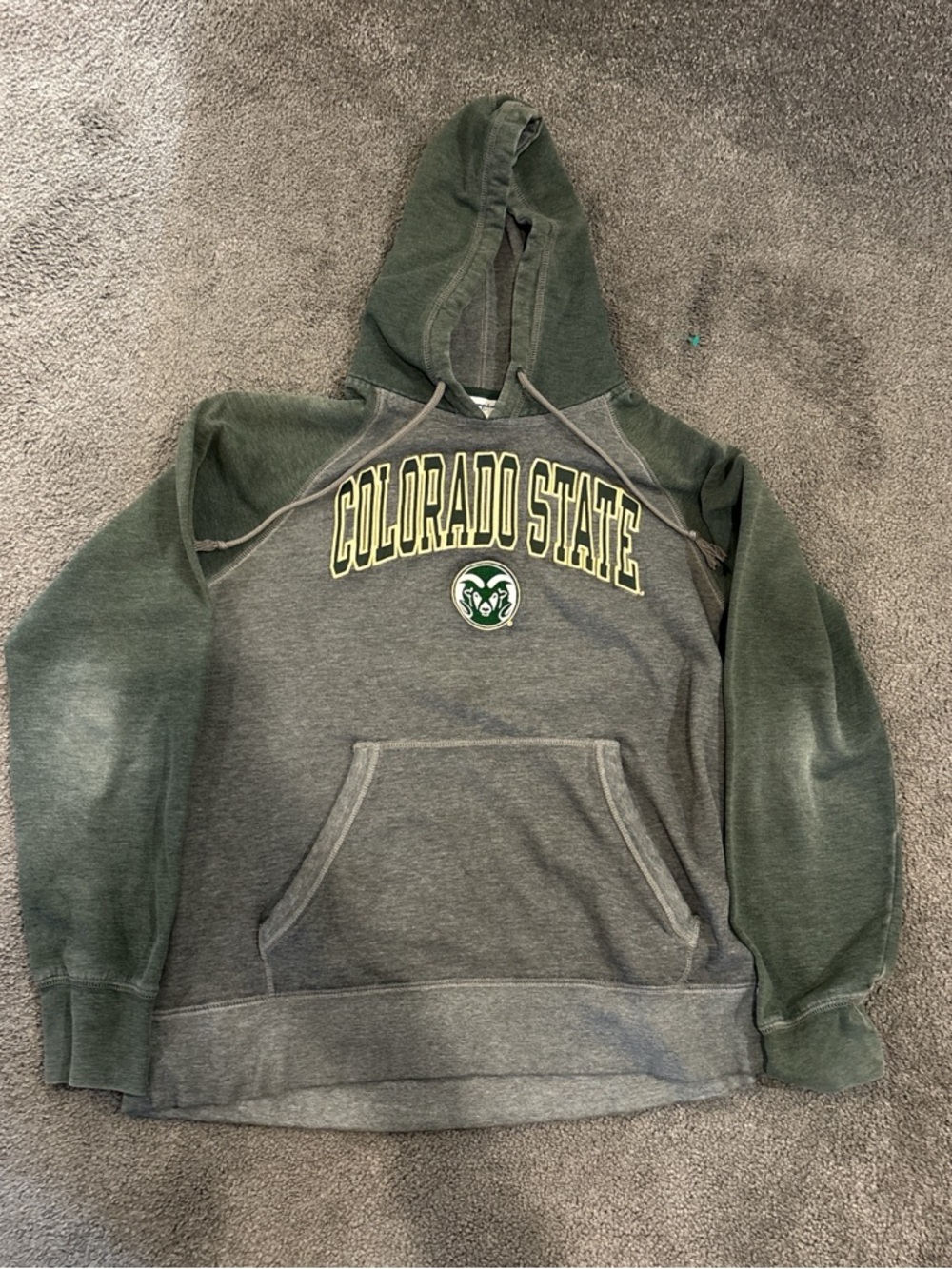 Champion Colorado State Two-Tone Green/Gray Crewneck Hoodie